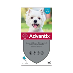 ADVANTIX spot-on (100mg+500mg) / 1ml,roztwór do nakrapiania / 1 pipeta,dla psa o wadze 4-10 kg